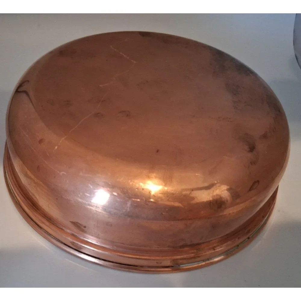 Copper & Brass Chafing Dish, Wood Handle Unbranded with 5 Pieces 